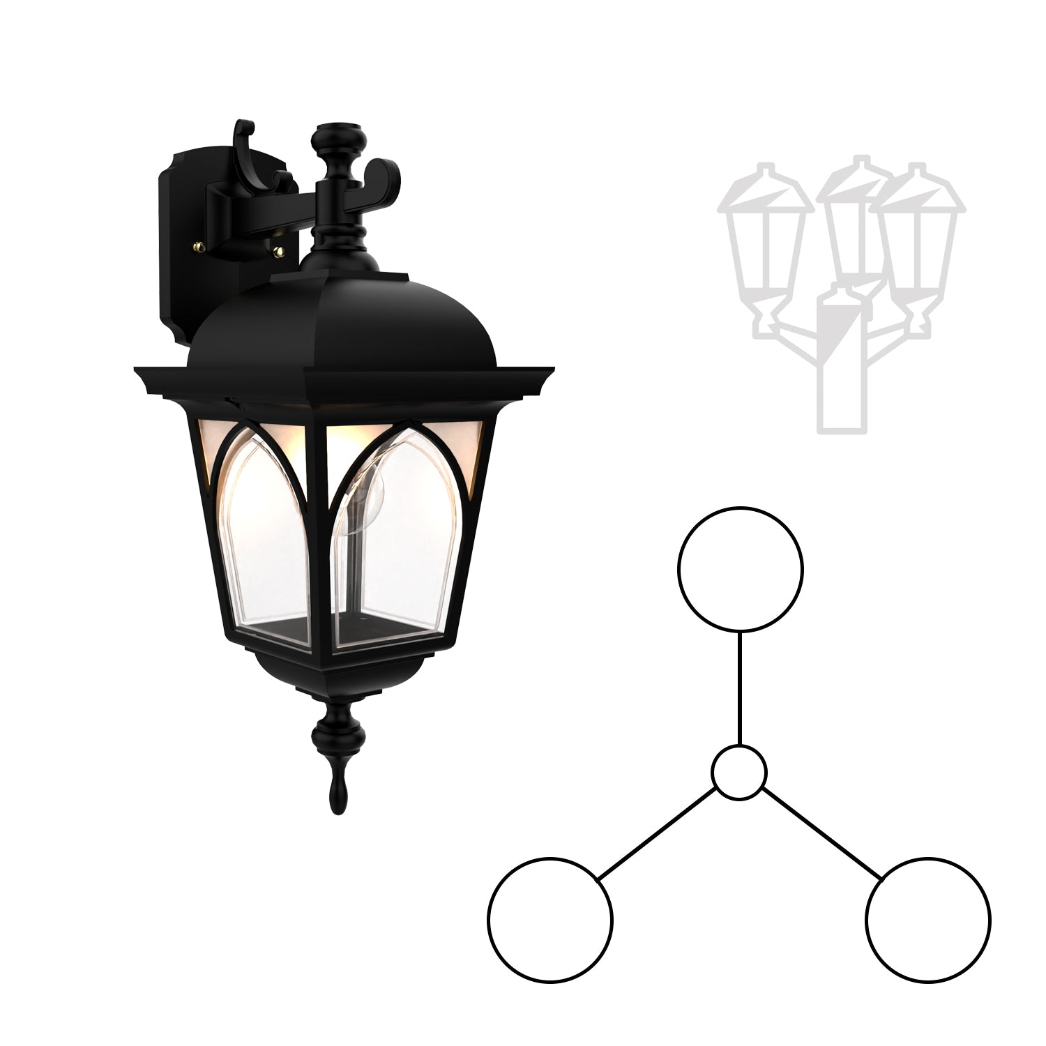 Habitat - 3 Head Up Mount for Medium Post - 21562