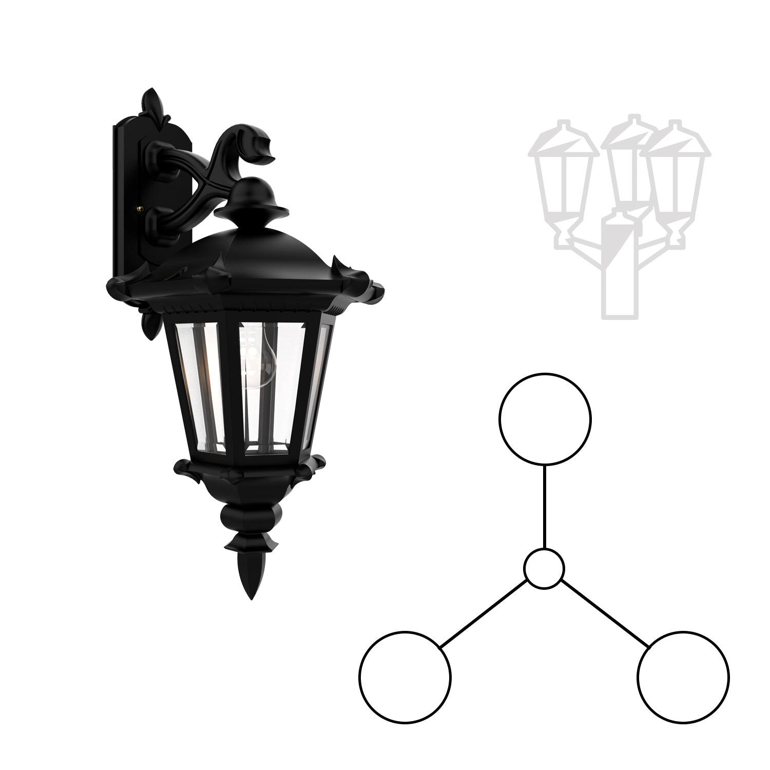 Montpellier - Montage à trois têtes vers le bas fond fermé pour poteau format moyen - 23315