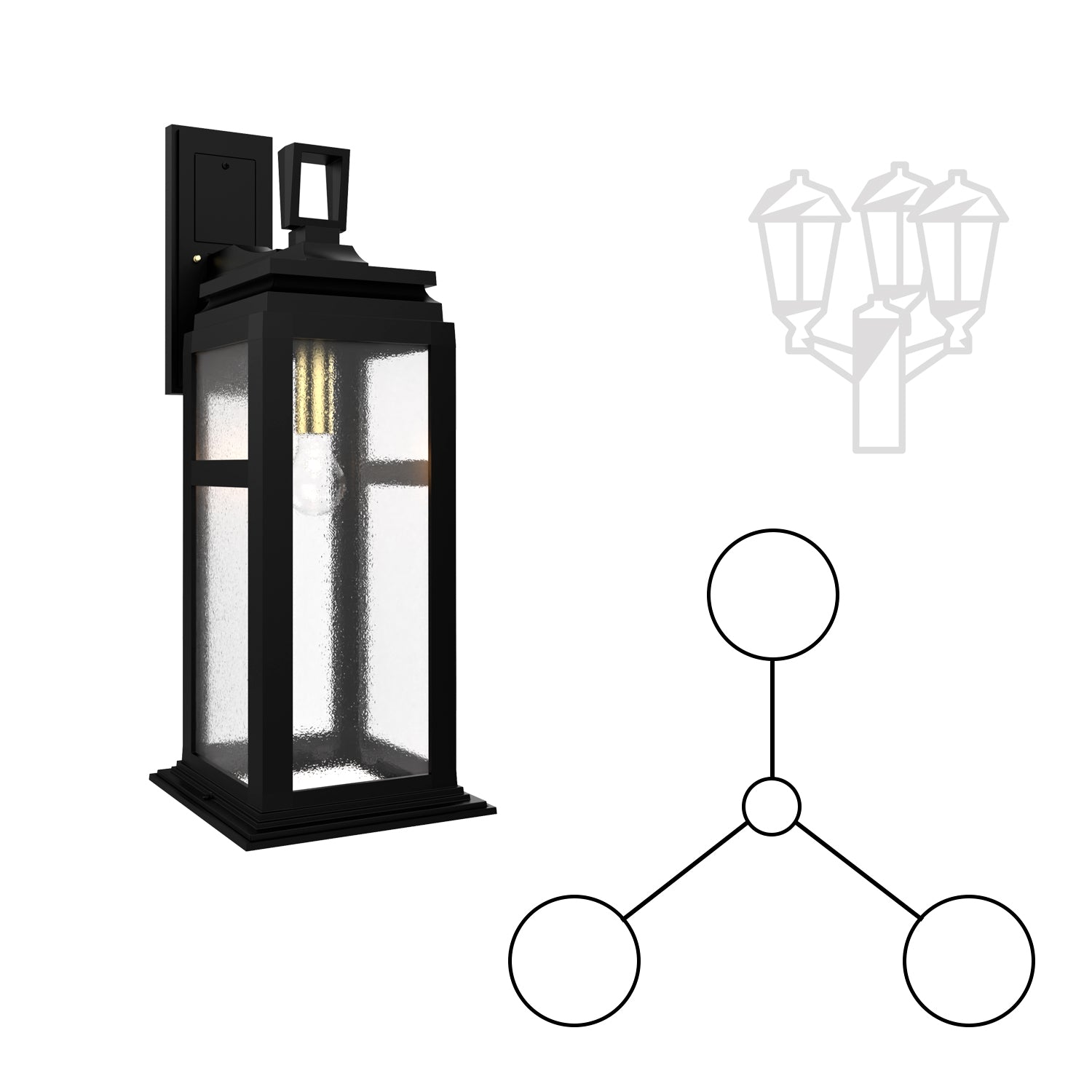 65e Series - Open Bottom Three Head Down Mount for Large Post - 36601