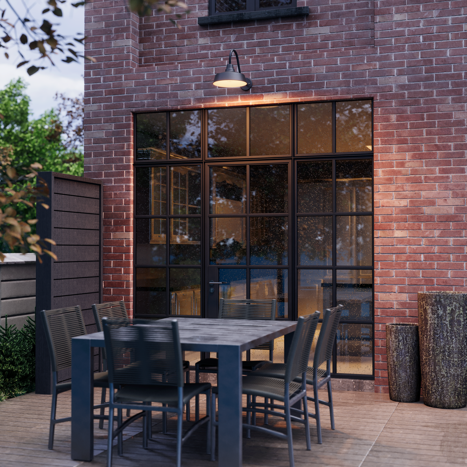 San Francisco • Luminaire mural extérieur montage vers le bas sur col de cygne fond ouvert format moyen [22992]