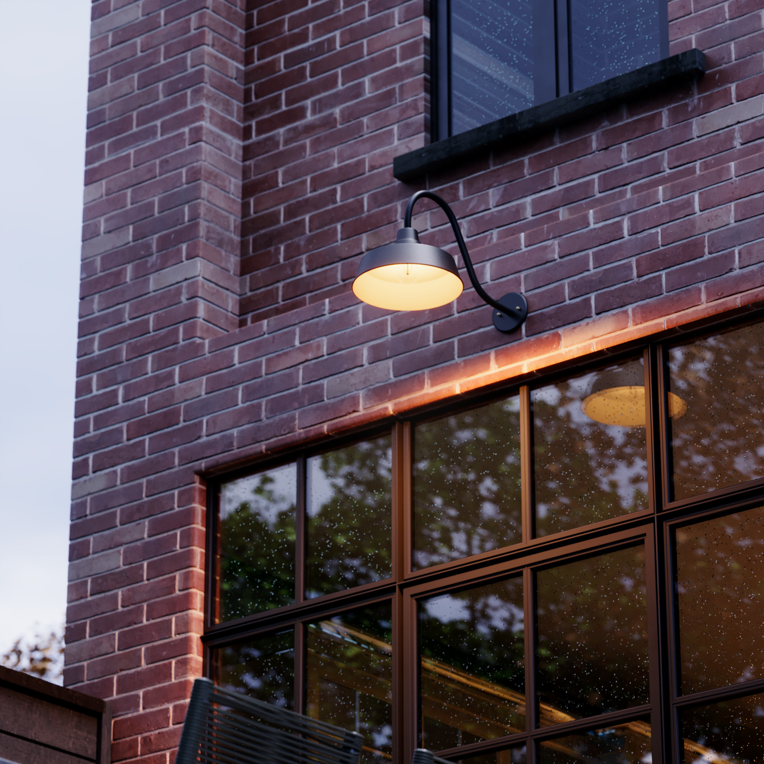 San Francisco • Luminaire mural extérieur montage vers le bas sur col de cygne fond ouvert format moyen [22992]