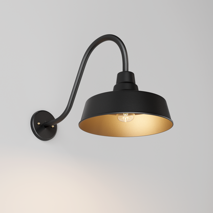 San Francisco • Luminaire mural extérieur montage vers le bas sur col de cygne fond ouvert format moyen [22992]