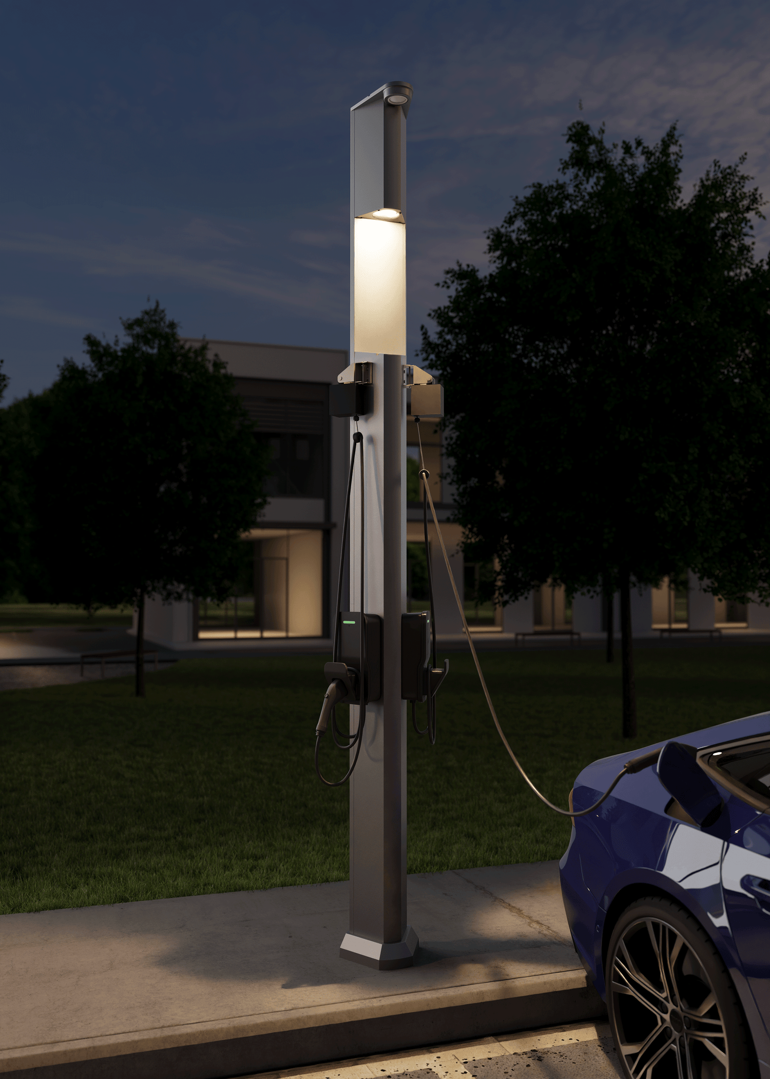 Piédestal Universel &quot;Commercial&quot; SNOC pour 2 bornes de recharge Type 2 VE • P2