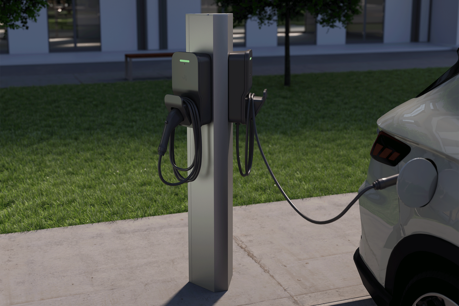 Piédestal Universel &quot;Commercial&quot; SNOC pour 2 bornes de recharge Type 2 VE • P2