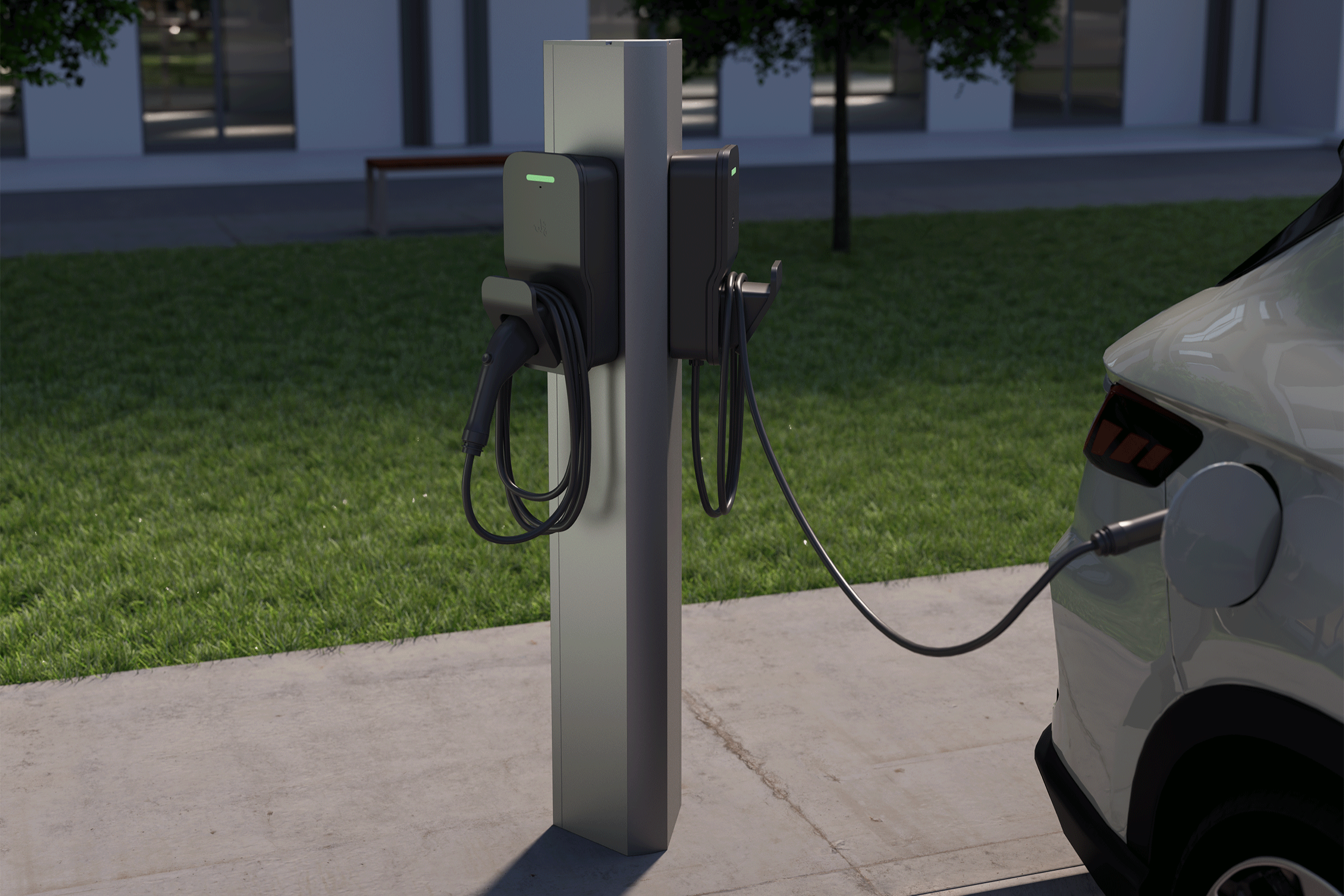 Piédestal Universel &quot;Commercial&quot; SNOC pour 2 bornes de recharge Type 2 VE • P2