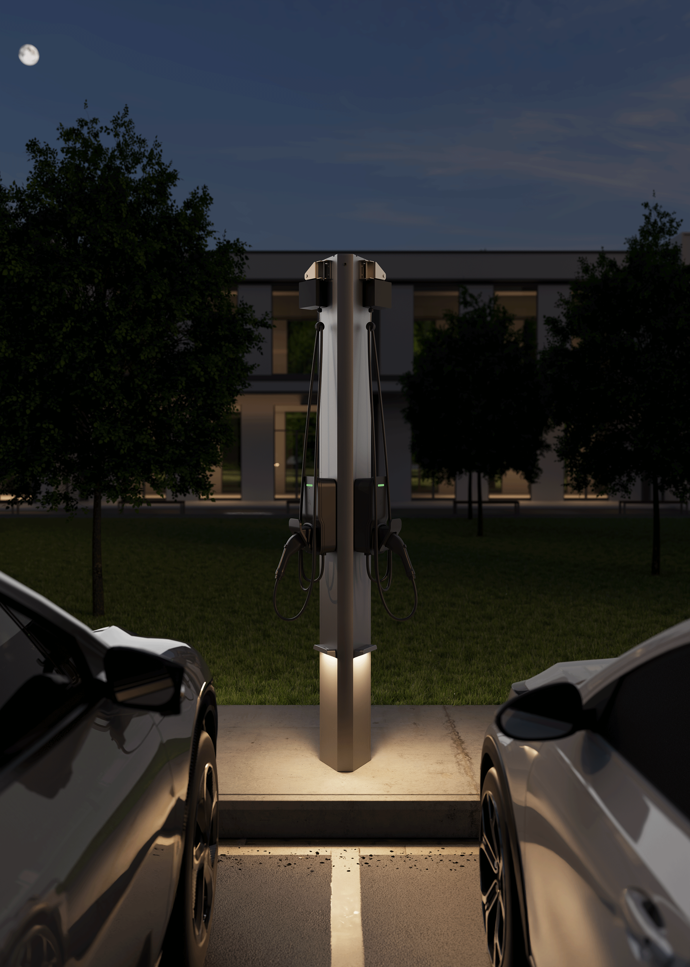 Piédestal Universel &quot;Commercial&quot; SNOC pour 2 bornes de recharge Type 2 VE • P2