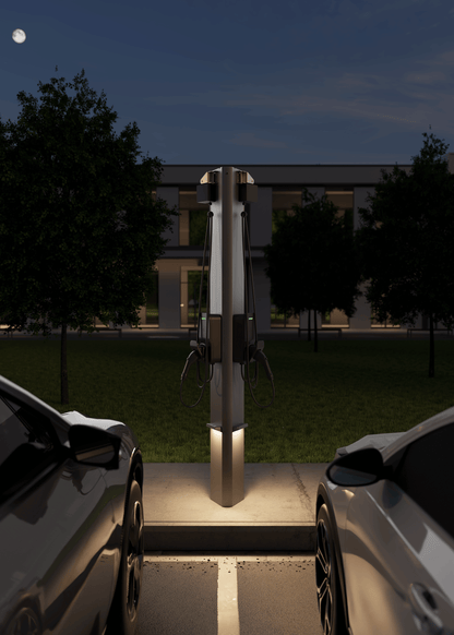 Piédestal Universel &quot;Commercial&quot; SNOC pour 2 bornes de recharge Type 2 VE • P2