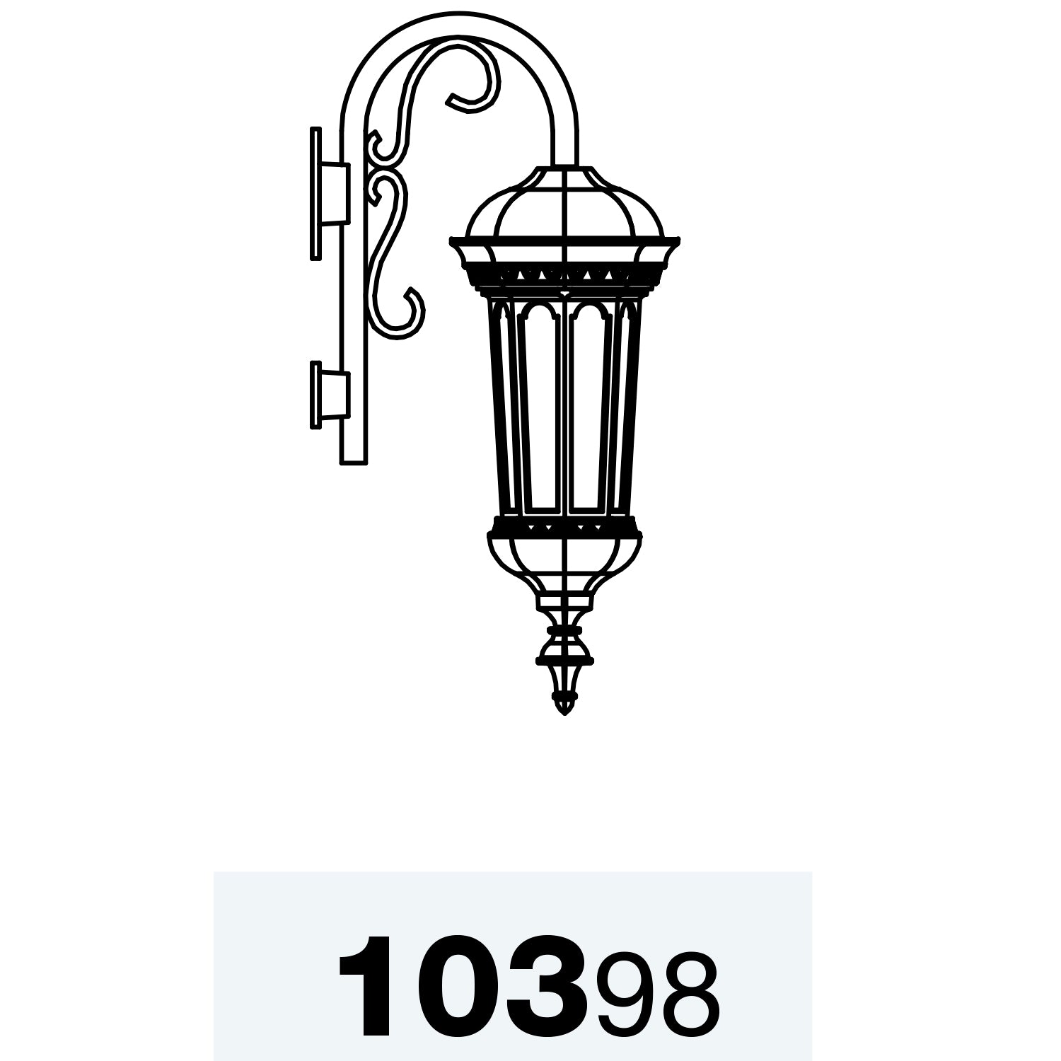 Milan - Luminaire mural extérieur montage vers le bas avec canne fond fermé format petit - 10398