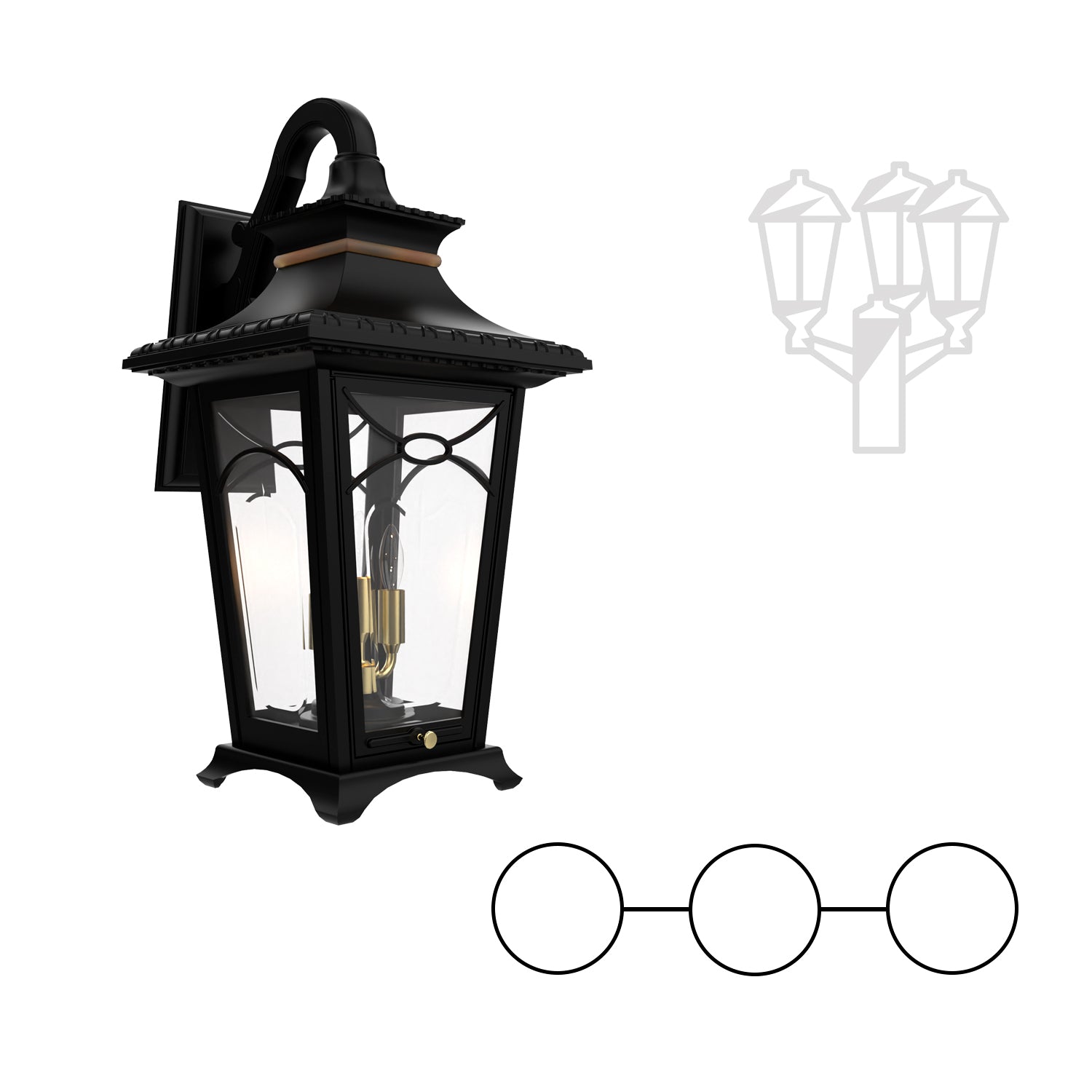 Bellissima - Montage à deux têtes et tête central bras décoratif vers le bas fond fermé pour poteau format moyen - 20121