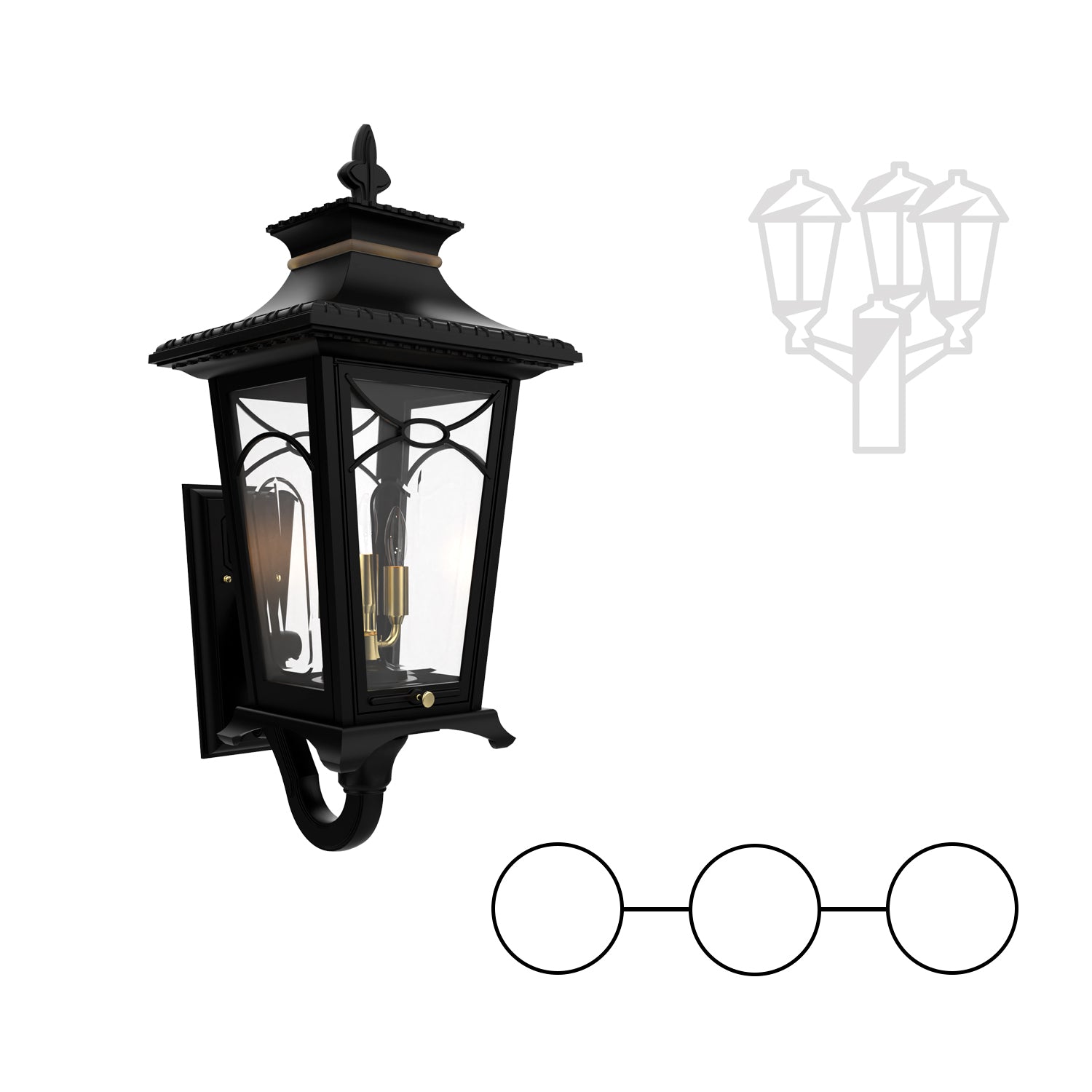 Bellissima - Montage à deux têtes et tête central bras décoratif vers le haut pour poteau format moyen - 20124