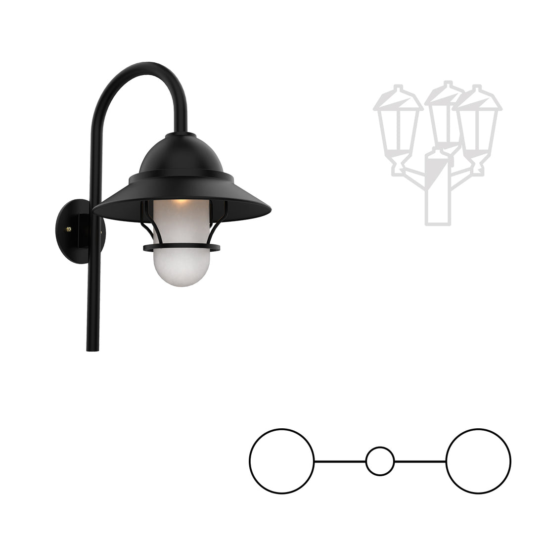 San Francisco - Montage à deux têtes vers le bas sur canne avec globe et grille format moyen - 22299