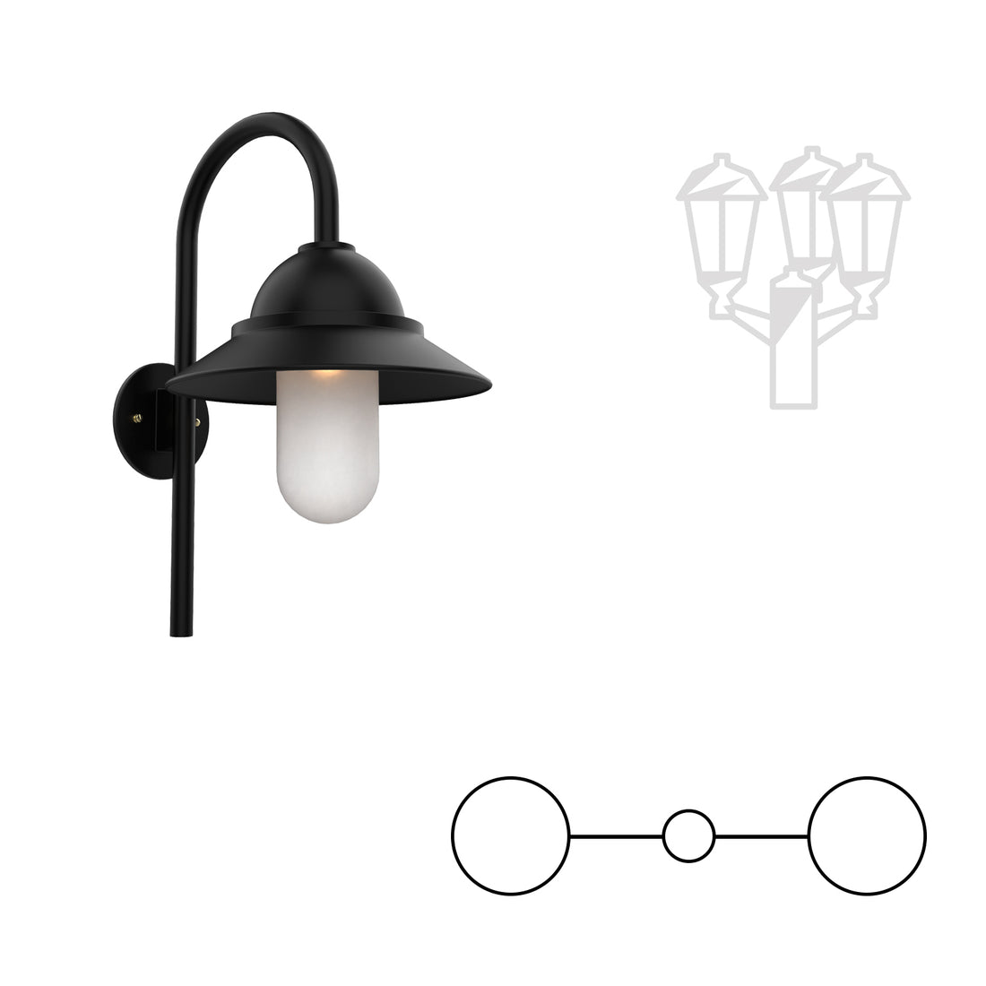 San Francisco - Montage à deux têtes vers le bas sur canne avec globe format moyen - 22399