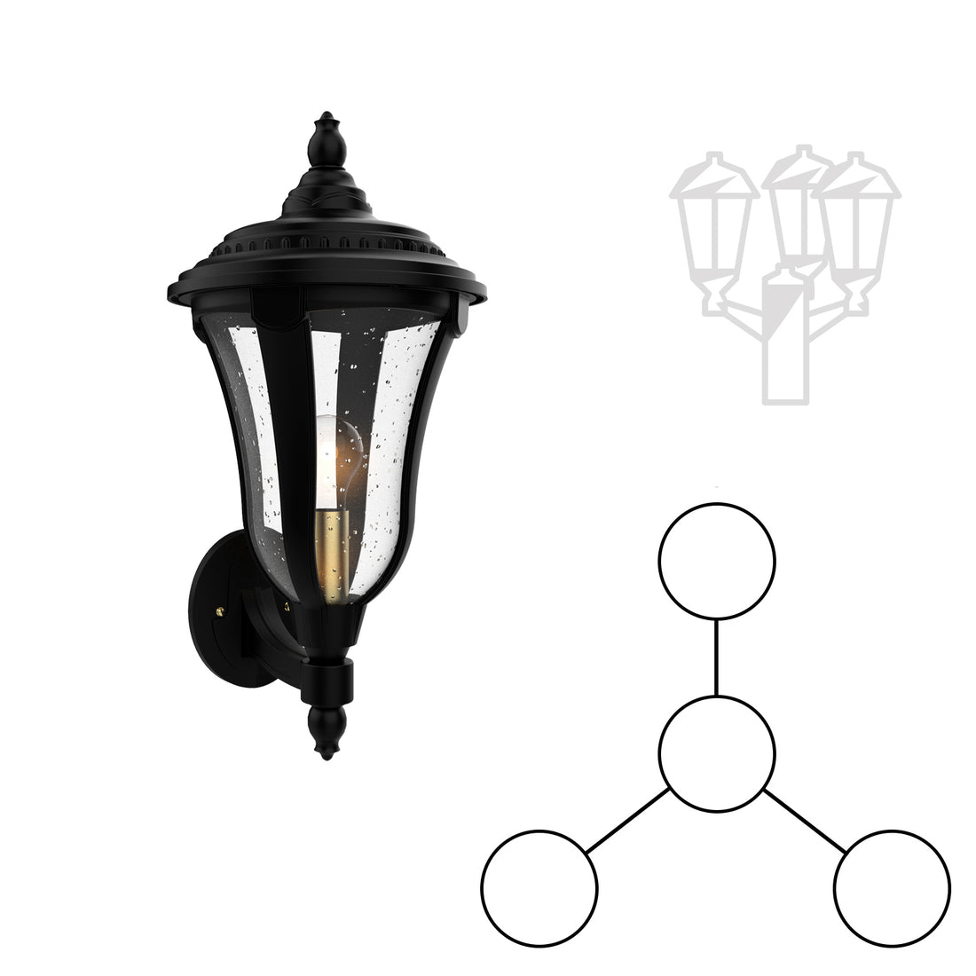 Munich - Montage à trois têtes et tête central vers le haut pour poteau format moyen - 24224
