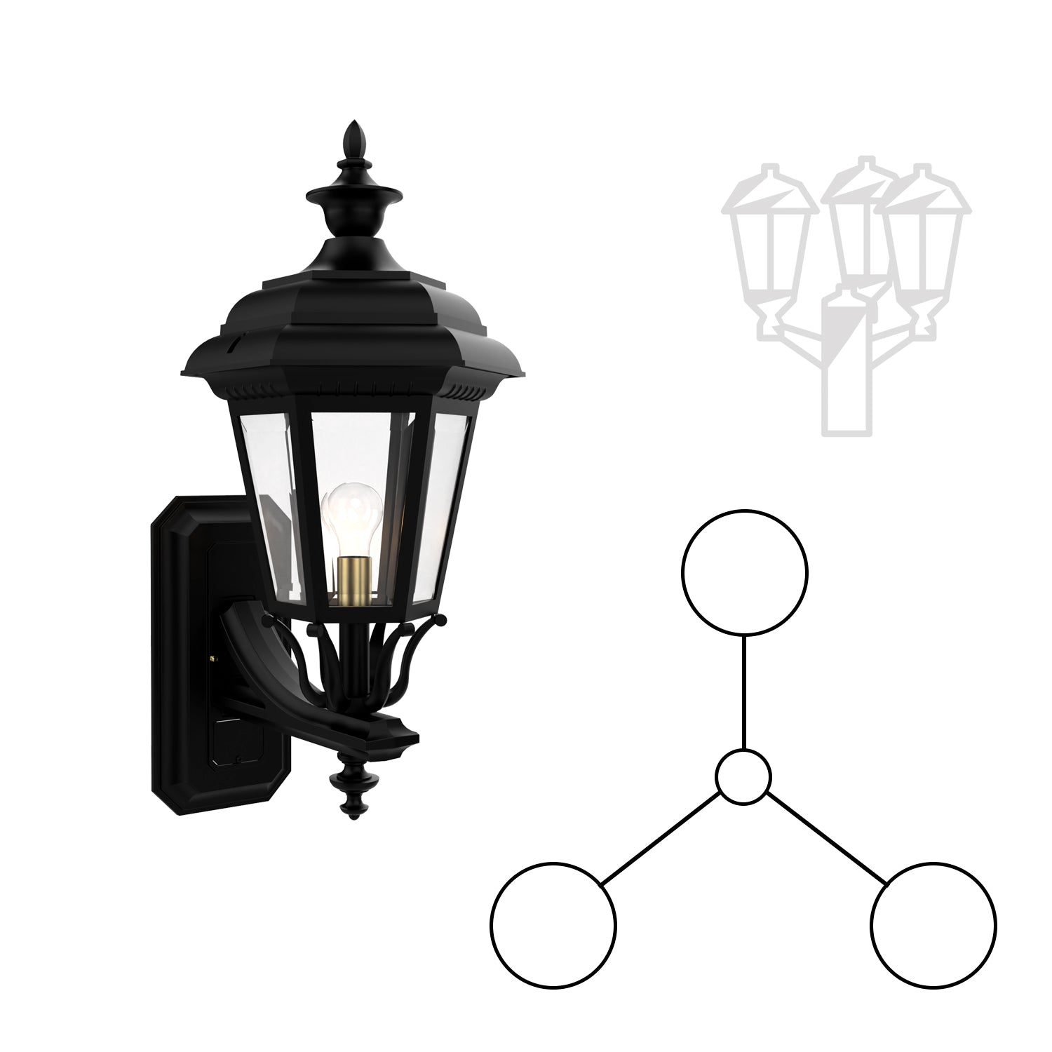 Jamestown 3 Head Up Mount with Finial for Full Size Pole - 31412